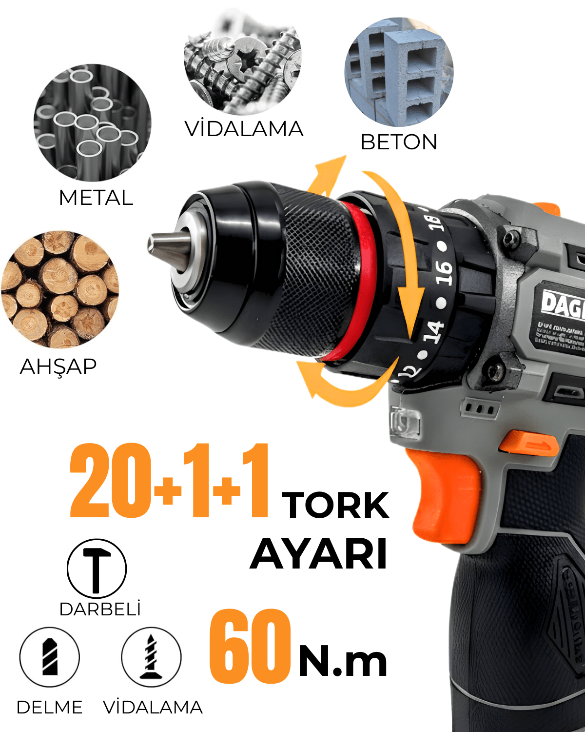 Dager BOLT 16.8V Kömürsüz Darbeli Matkap - DAGER