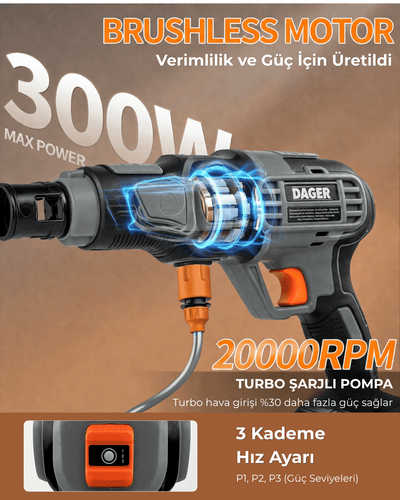 Dager AQUA FORCE 21V Kömürsüz Basınçlı Yıkama Makinesi - DAGER