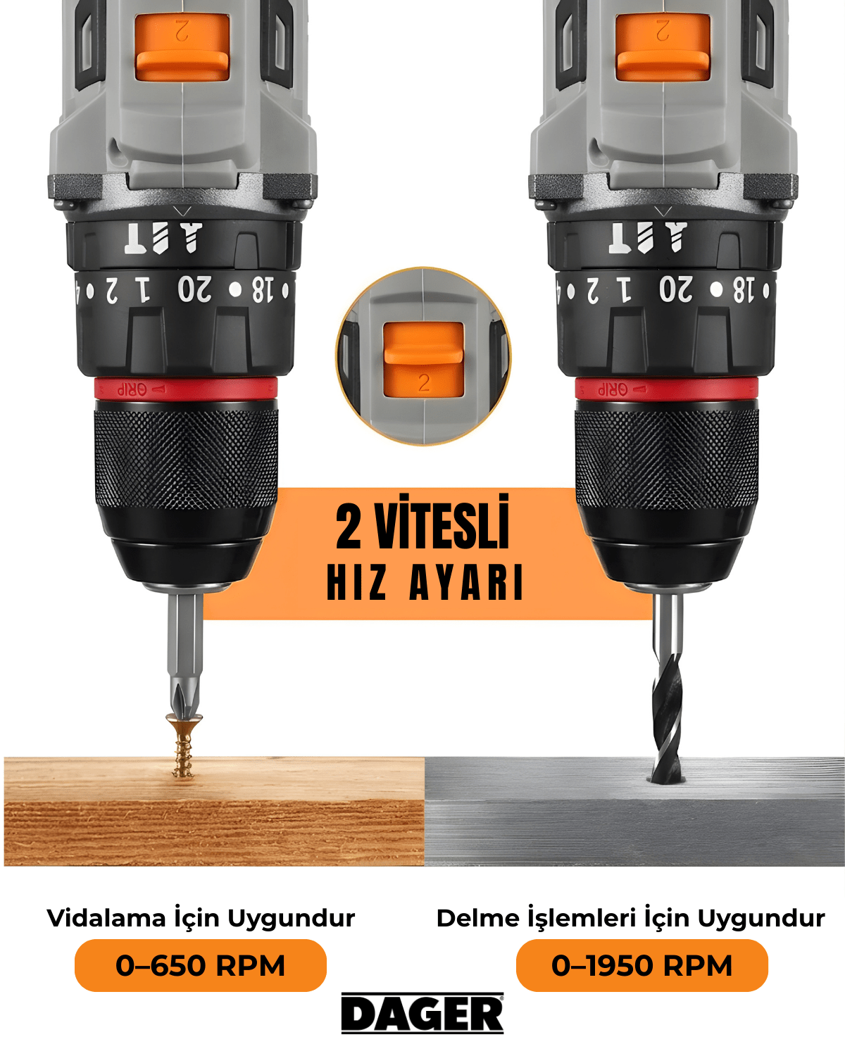 Dager BOLT 16.8V Kömürsüz Darbeli Matkap - DAGER